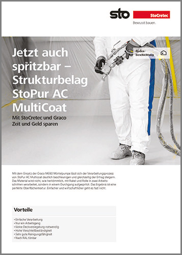 Now also sprayable - StoPur AC MultiCoat textured coating