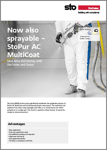 Now also sprayable - StoPur AC MultiCoat 