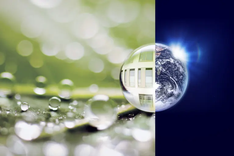 Composition of water droplets and globe