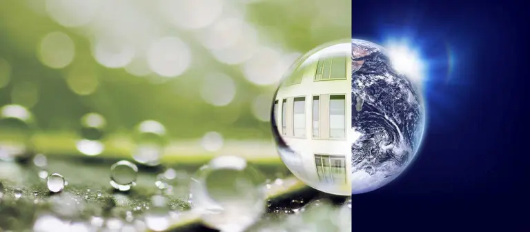 Composition of water droplets and globe