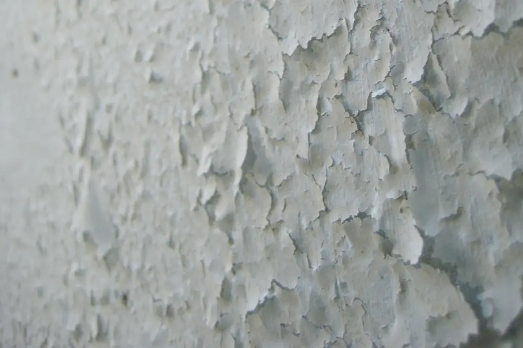 Flaking carrier material, bentonite, following application of StoCryl HG 200