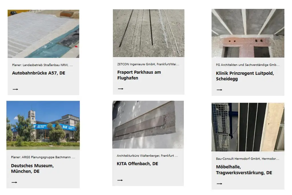 numerous reports on interesting projects in the field of structural reinforcement