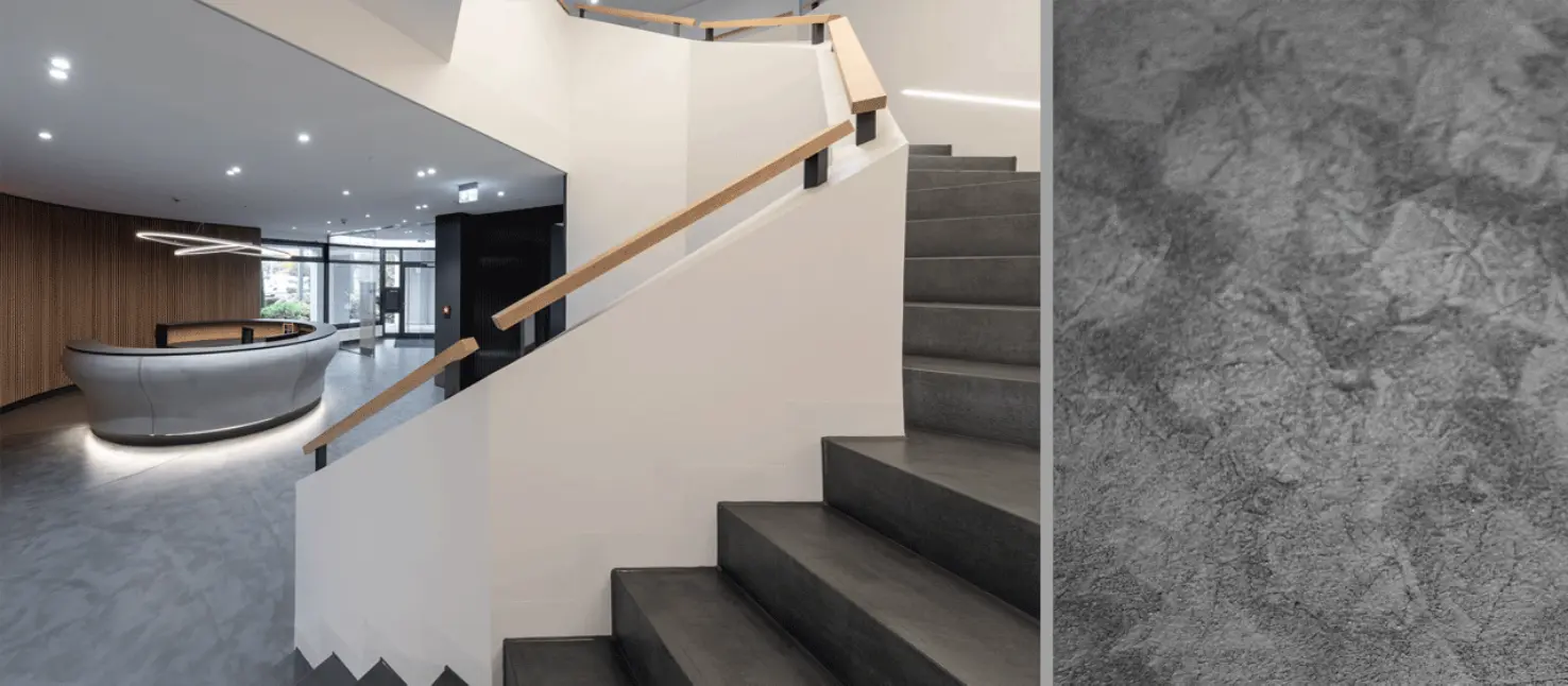 Detail of StoCryl BF 700 in the staircase, Augsburg; DE