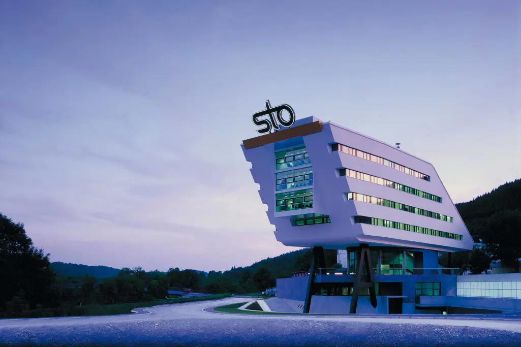 Exterior shot, twilight shot of the K building of Sto SE & Co. KGaA in Stühlingen-Weizen