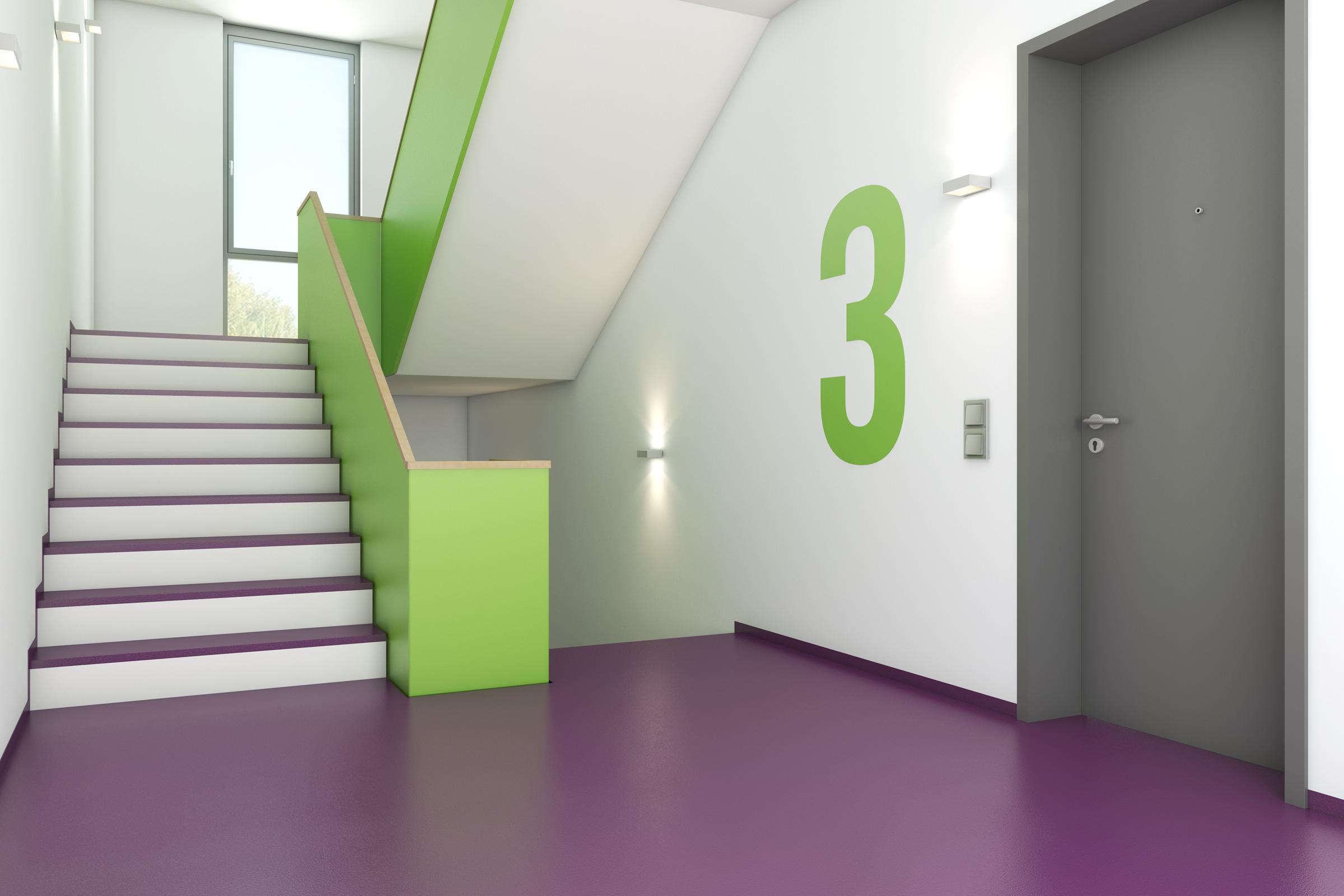 For stairs, corridors, washing and drying rooms