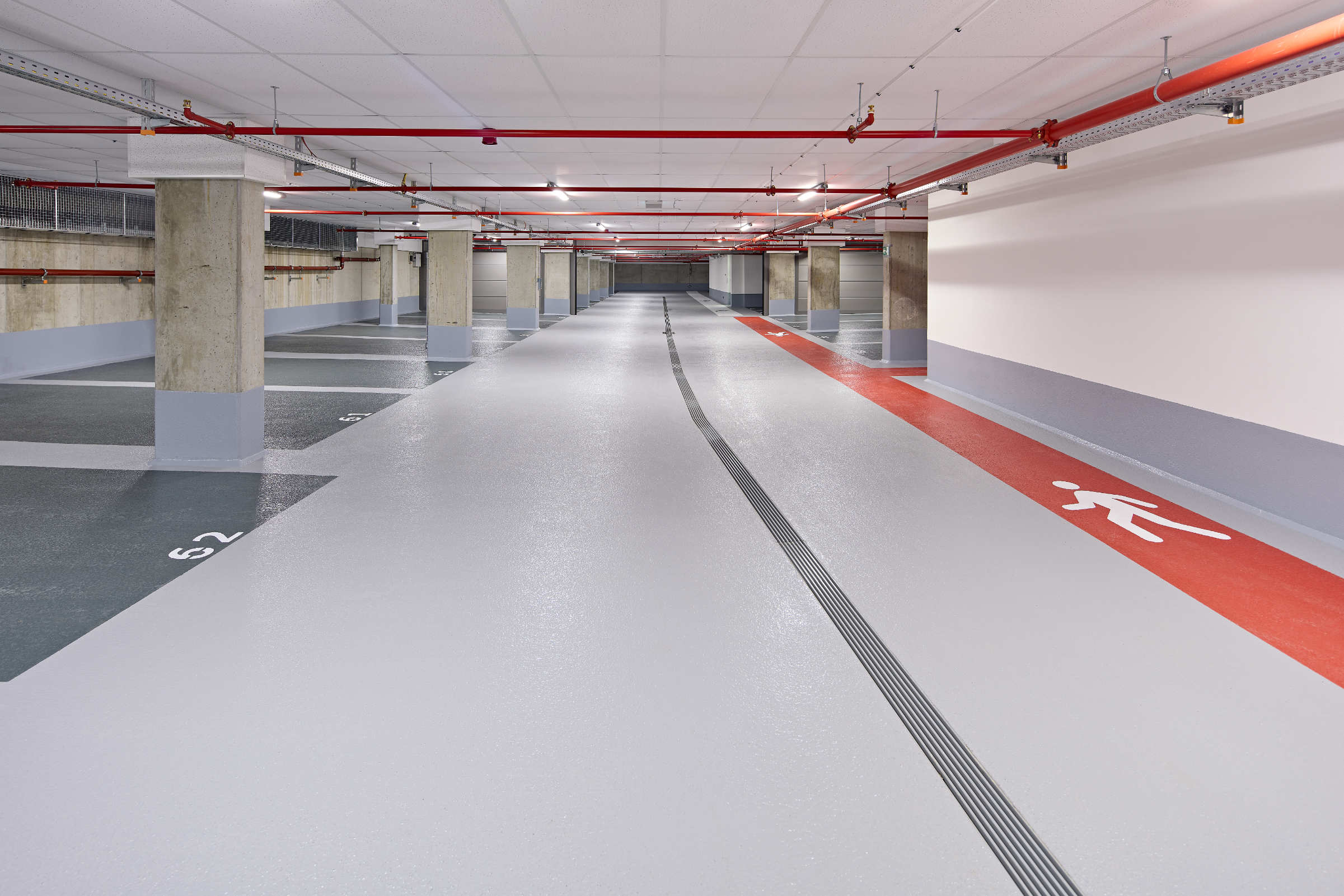 The second basement of the new "S-Finanz-Campus" in Kassel offers space for around 100 cars