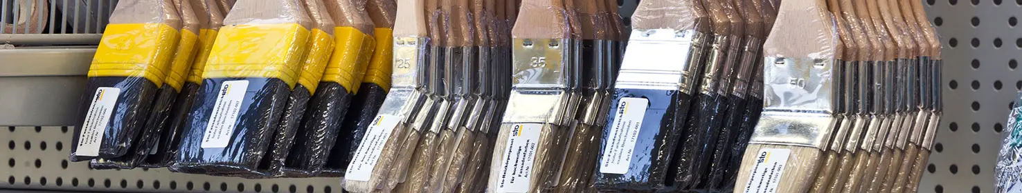 Shelf of paint brushes in the Sto SalesCentre