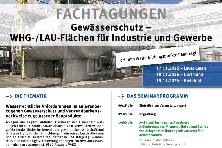 Einladung zur Fachtagung Gewässerschutz